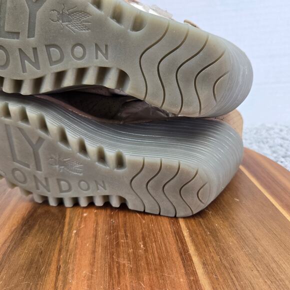 Fly London Ypul Taupe Perforated Peep Toe Ankle Strap Wedge Sandals Womens 39 - Picture 15 of 16